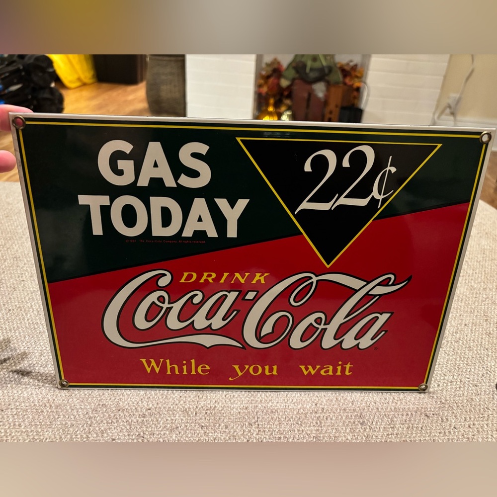 Ande Rooney Coca Cola Porcelain Enameled Advertising Sign 9x13